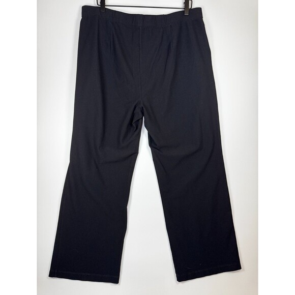 Eileen Fisher Woman 1X Black Wide Leg Knit Pants Made in USA Elastic Waist - Picture 3 of 12